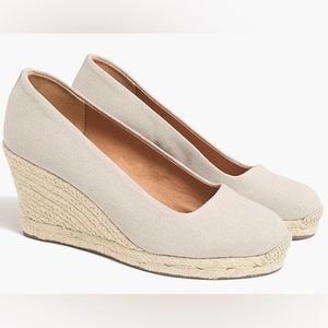 J. Crew Canvas Espadrille Wedges, Flax, Sz 6.5